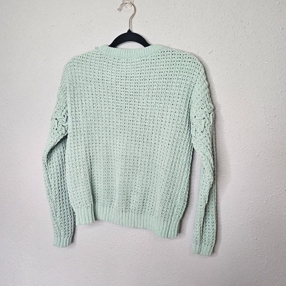 No Boundaries Light Mint Green Pullover Open Knit Sweater Size XS‎ / 1 - Picture 6 of 9